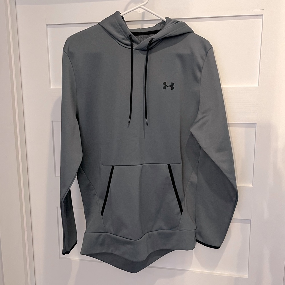 Under Armor gray hooded sweatshirt with black trim